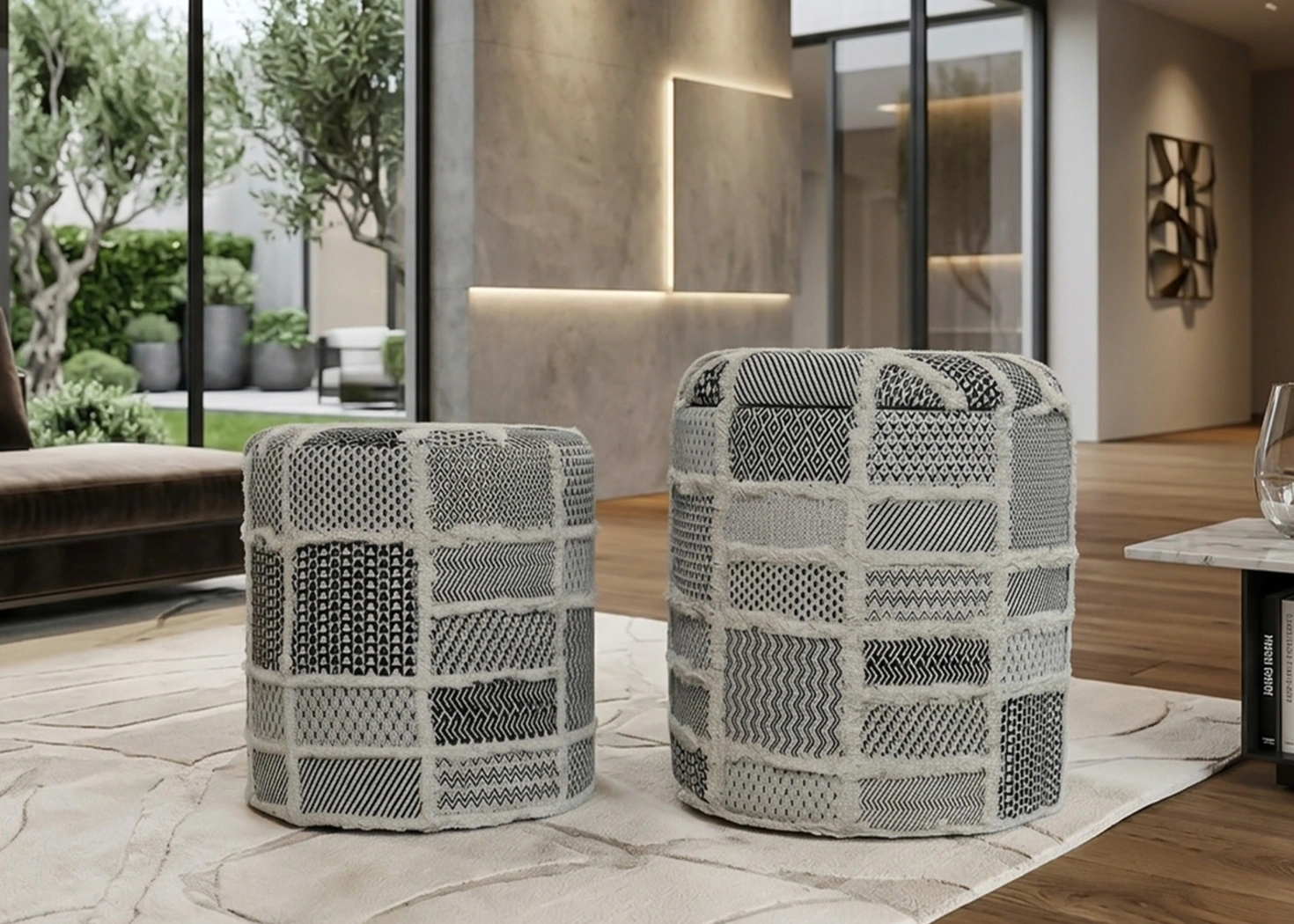 2 PC OTTOMAN (URH-PF-330)-BLACK