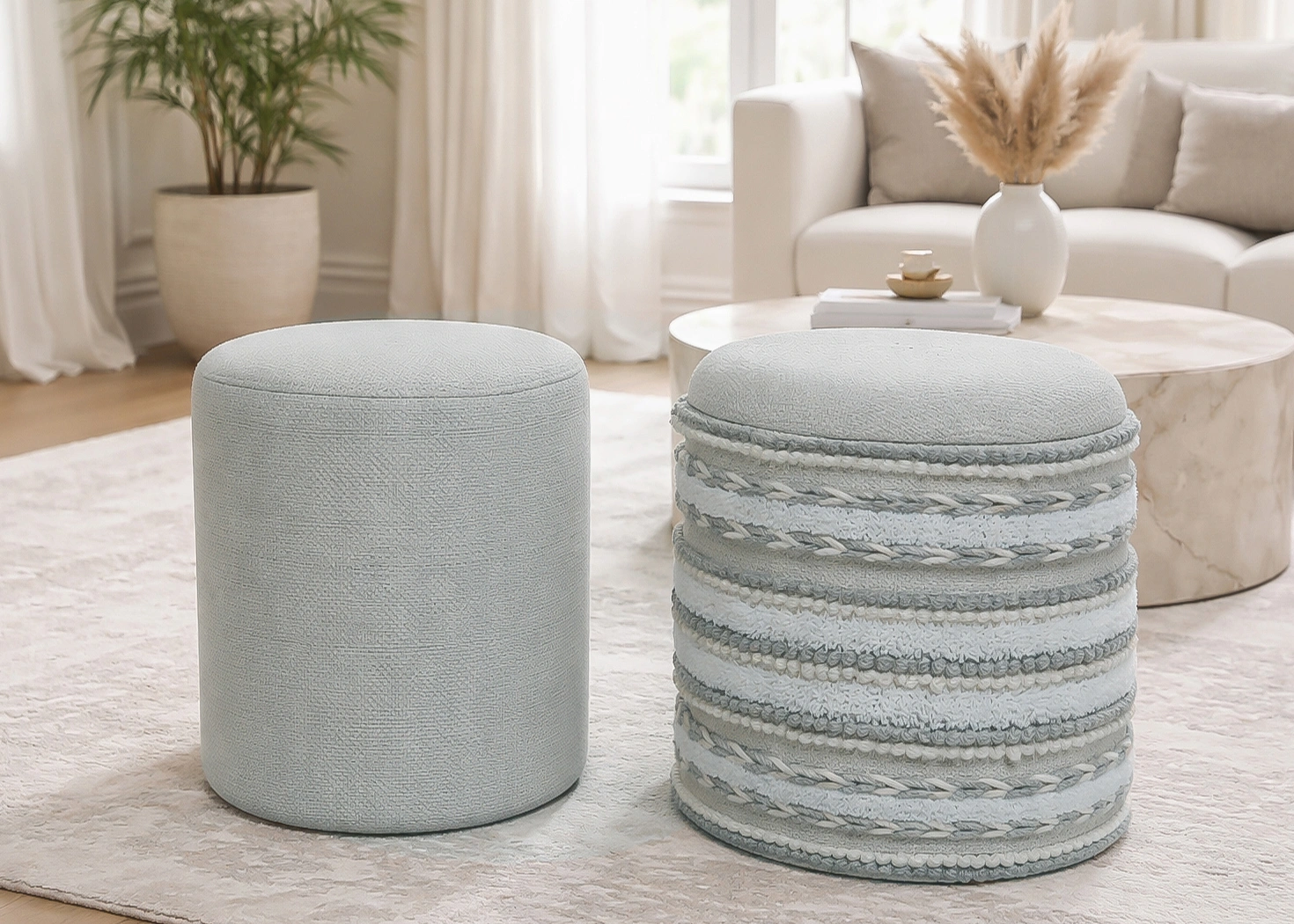 2 PC OTTOMAN (URH-PF-425)-BROWN