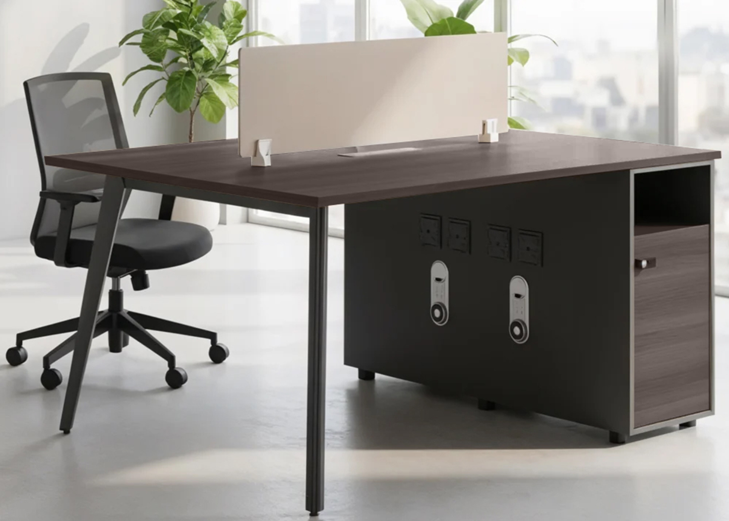 2 SEATER WORKSTATION- PARI WALNUT/ADVANCED GREY (19FHS205)