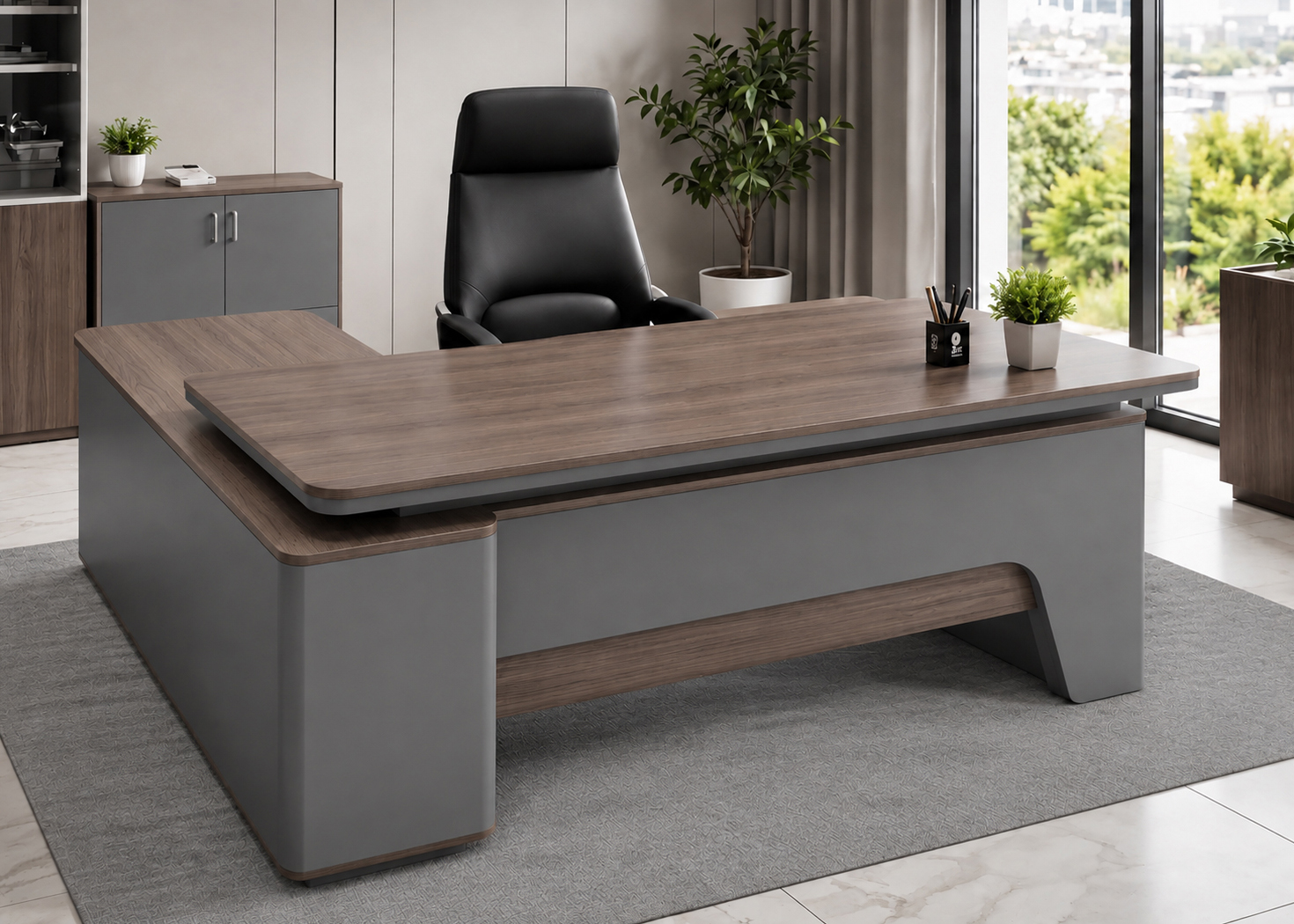2M EXECUTIVE OFFICE DESK- ROYAL TEAK/ADVANCED GREY (51NHS019 20)