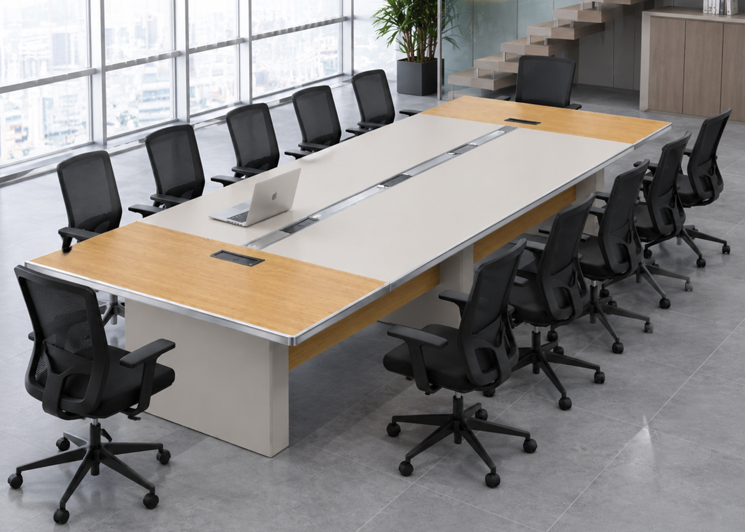 3.6M CONFERENCE TABLE (57CHS002)- GOLDEN SANDALWOOD/ SEAGULL GREY