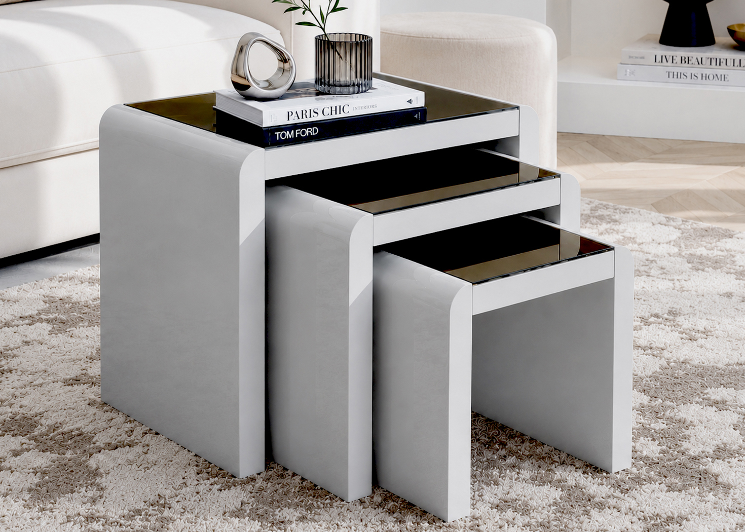 3PC NEST OF STOOLS - GREY (92163)