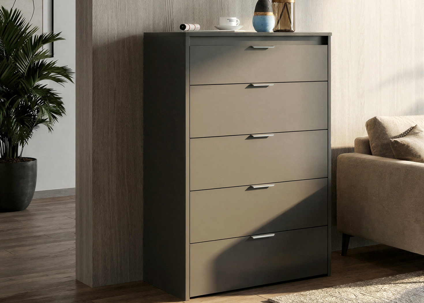 5 DRAWER CHEST-MATT GREY (JL-02041)