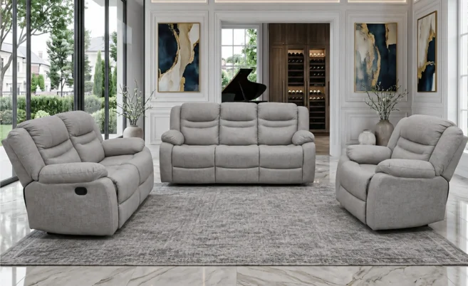 6 SEATER RECLINER SOFA (LIGHT BROWN) + NANO CARPET (160 X 235)