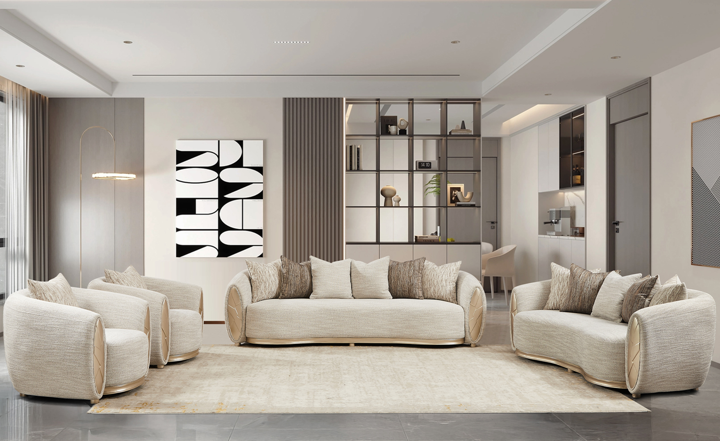 CASA ROYALE 7 SEATER FABRIC SOFA (NC999)