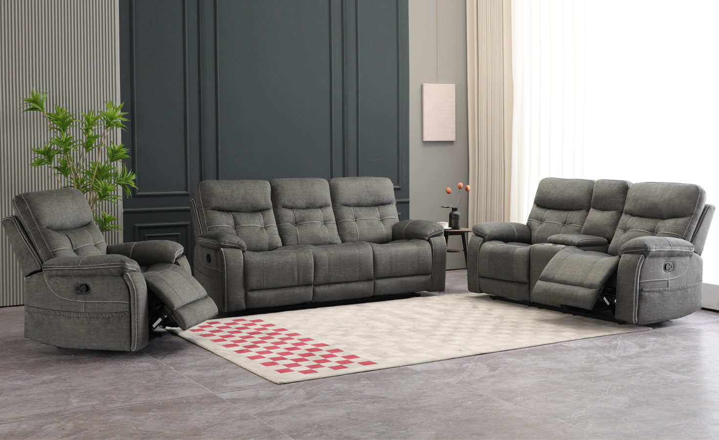 ATHENS 6 SEATER RECLINER SOFA-GREY
