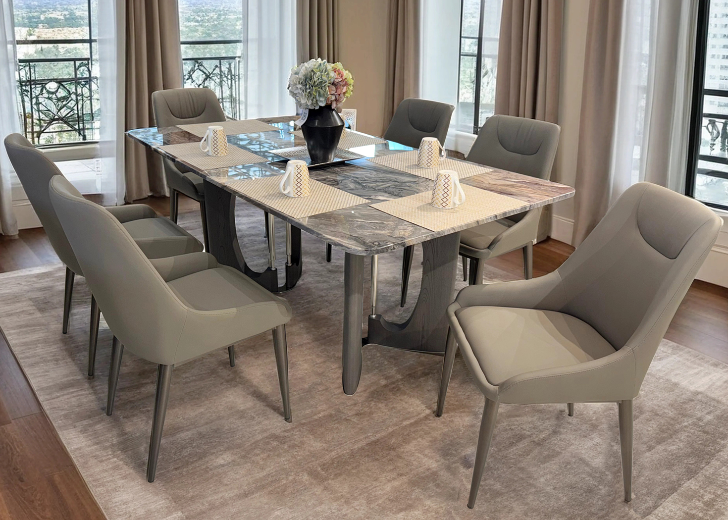 BELMONT 6 SEATER DINING SET (91S/CYH039)