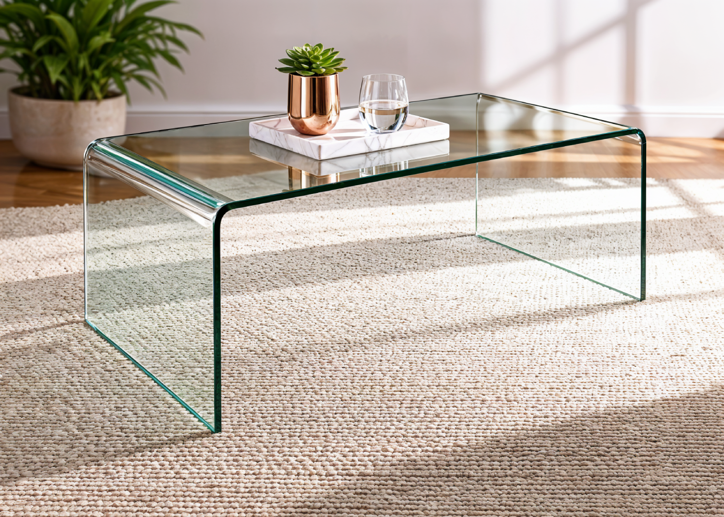 BENT GLASS COFFEE TABLE (006)