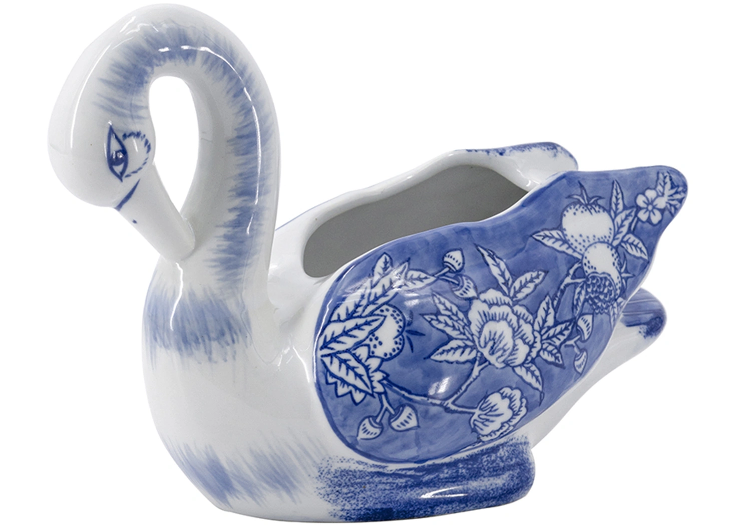 BLUE AND WHITE PORCELAIN GOOSE PLANTER (C0009)