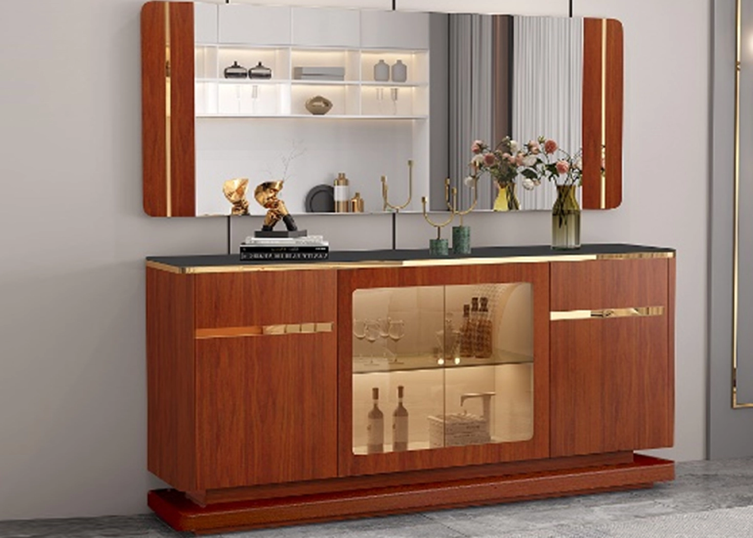 BUFFET CABINET + MIRROR (90553)