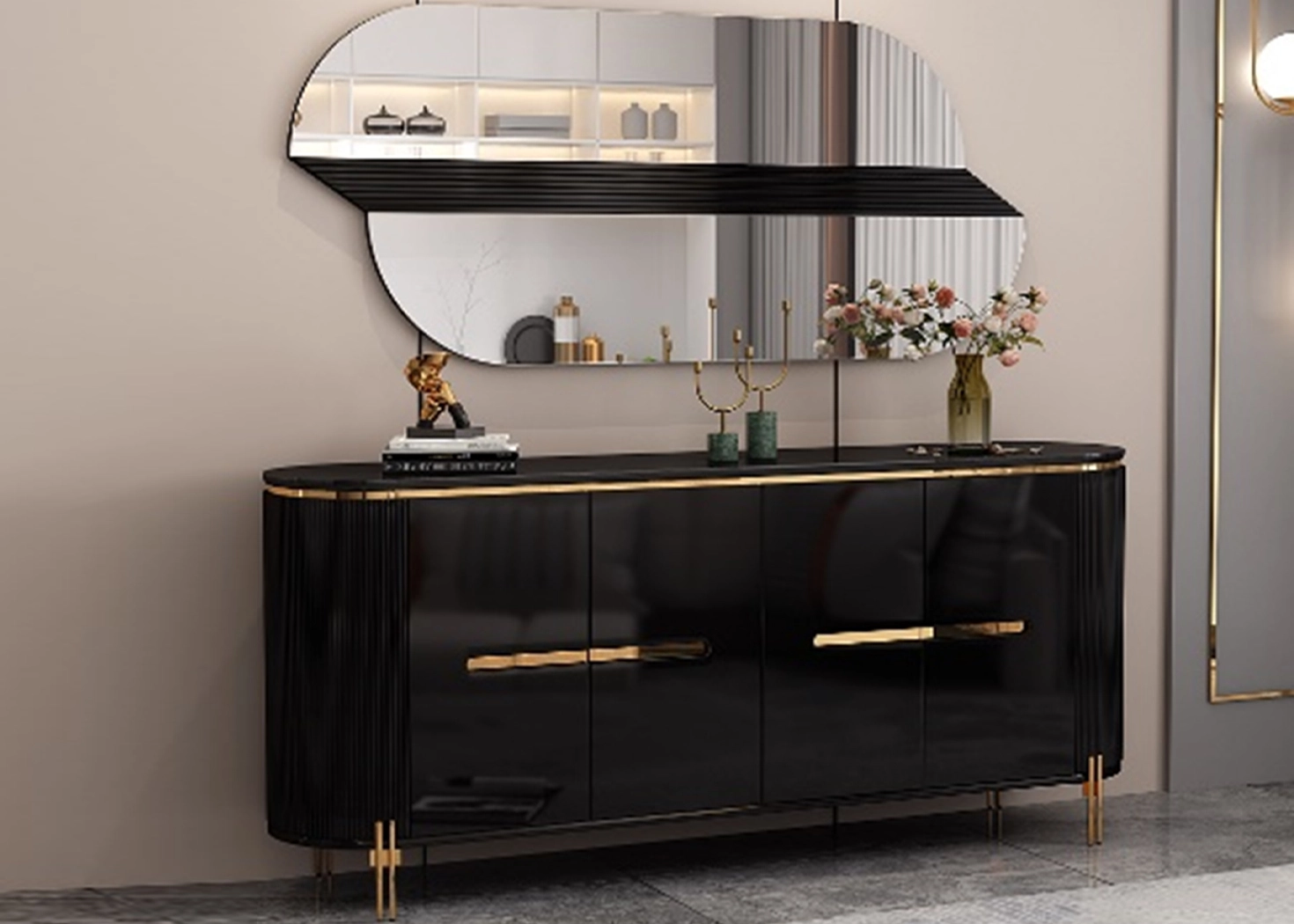 BUFFET CABINET + MIRROR (90596)