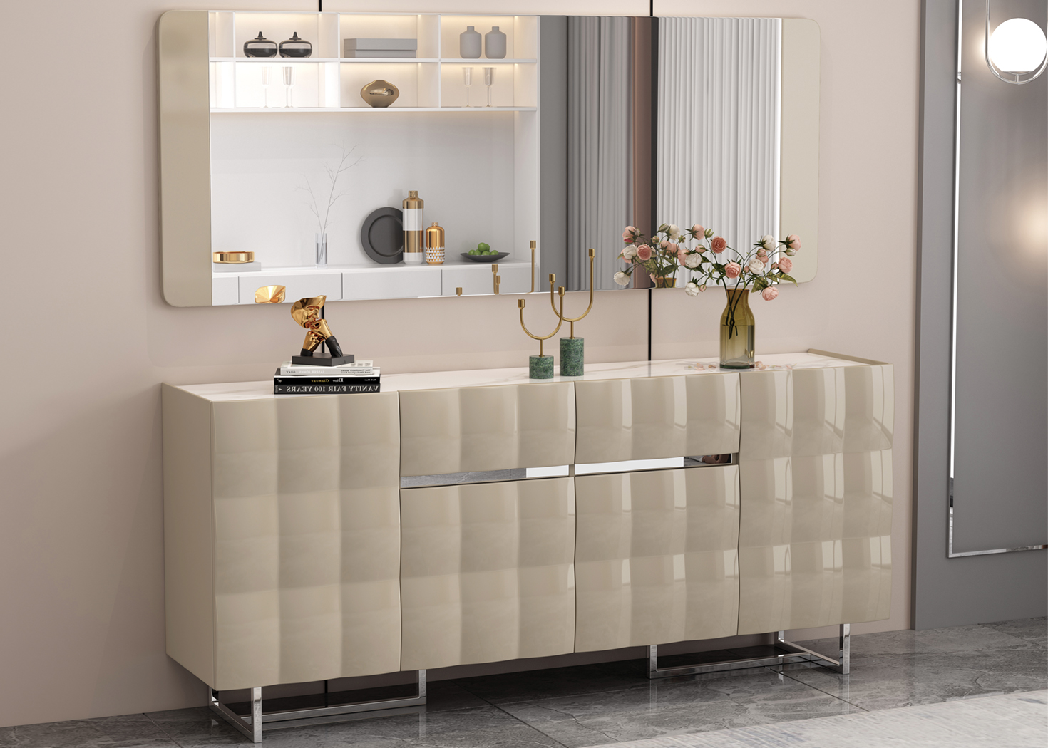BUFFET CABINET+MIRROR (90986)