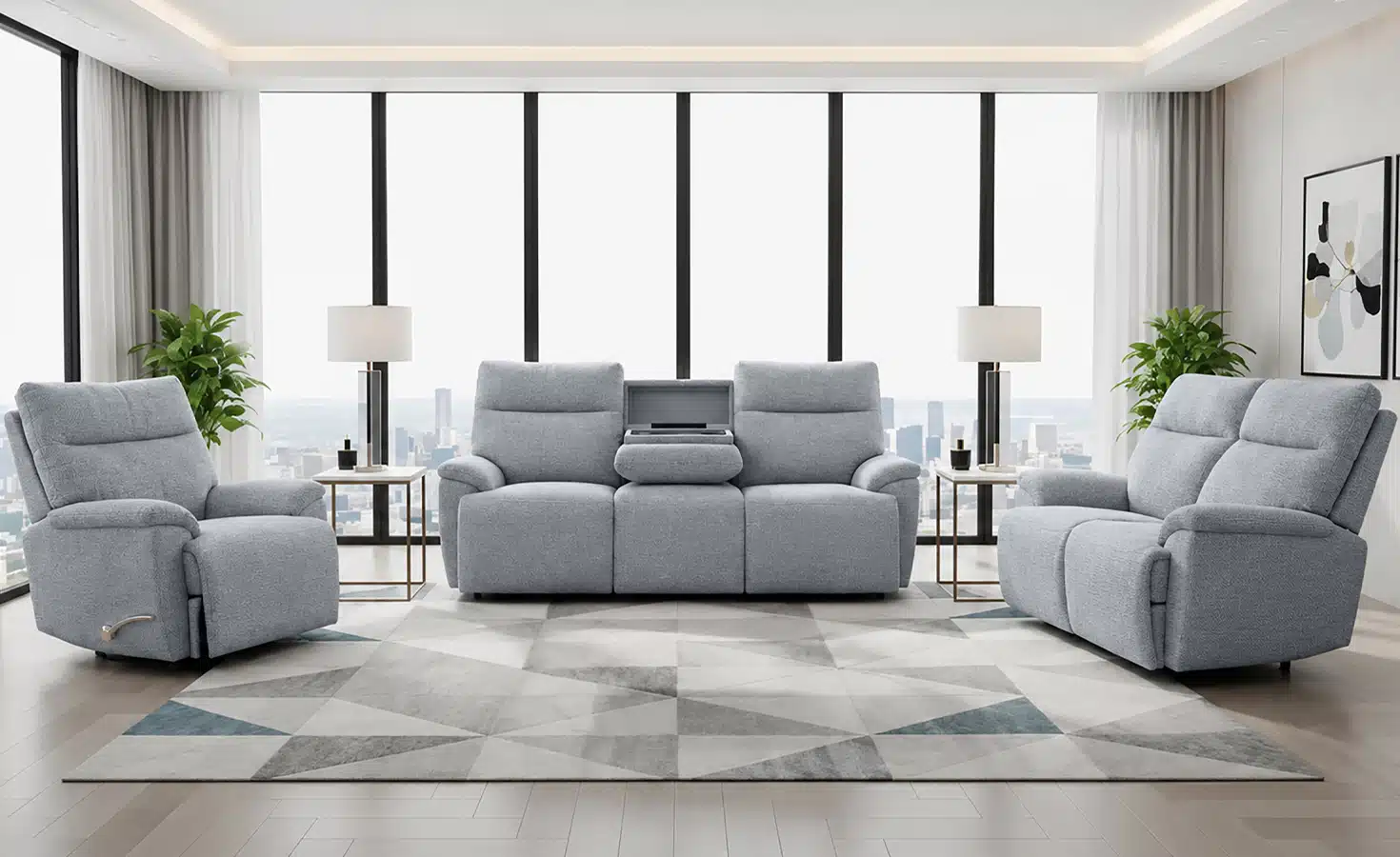 CHEERS 7 SEATER RECLINER SOFA - DK.GREY (51337M/1521003)