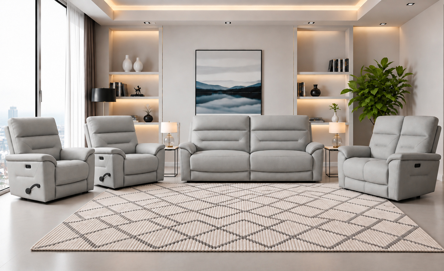 CHEERS 7 SEATER RECLINER SOFA-GREY (51599M/1542201)