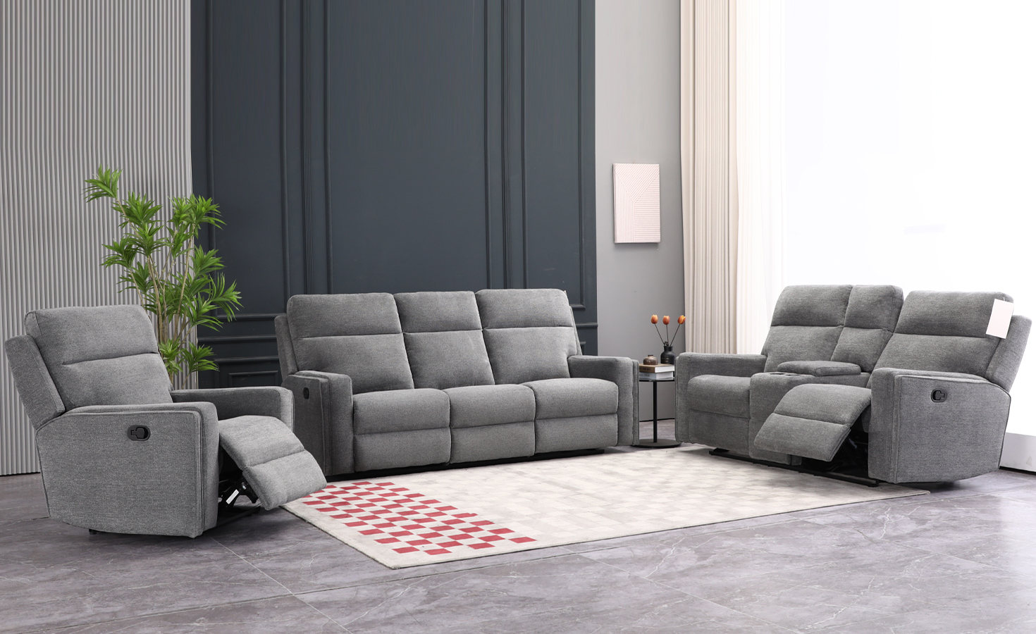 CINATTI 6/7 SEATER RECLINER SOFA-GREY