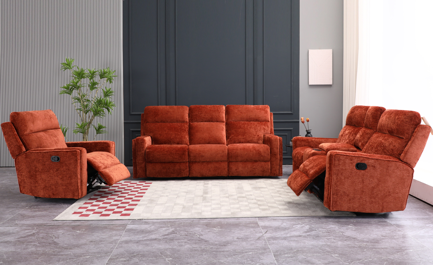 CINATTI 6/7 SEATER RECLINER SOFA- SUMMER ORANGE