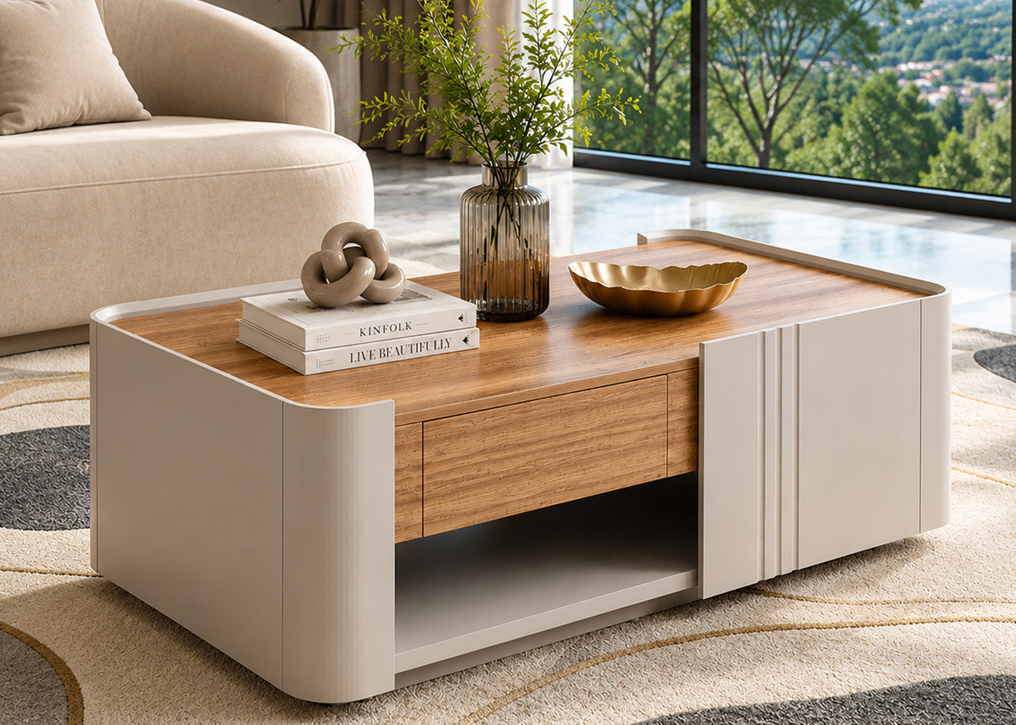 COFFEE TABLE- GOLDEN SANDALWOOD/SEAGULL GREY (51TJS102 14)