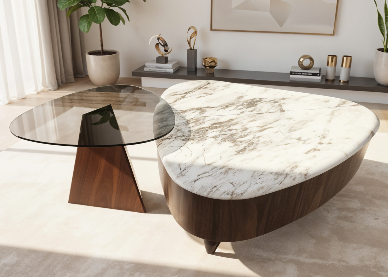 COFFEE TABLE SET- BROWN (6883)