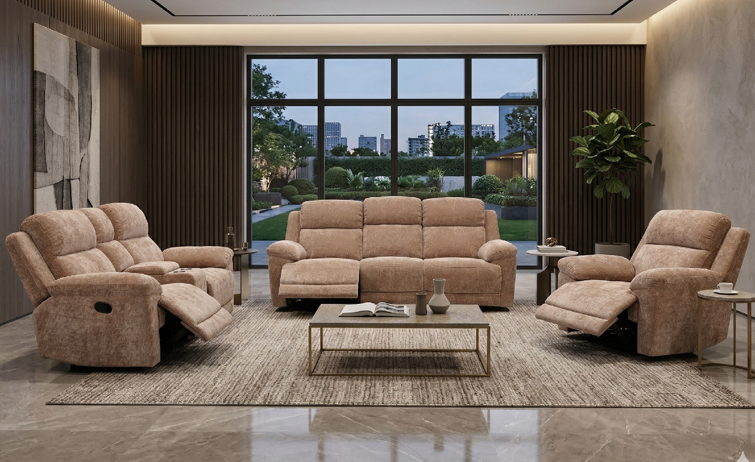 DAVIS 6 SEATER RECLINER SOFA - MOCHA