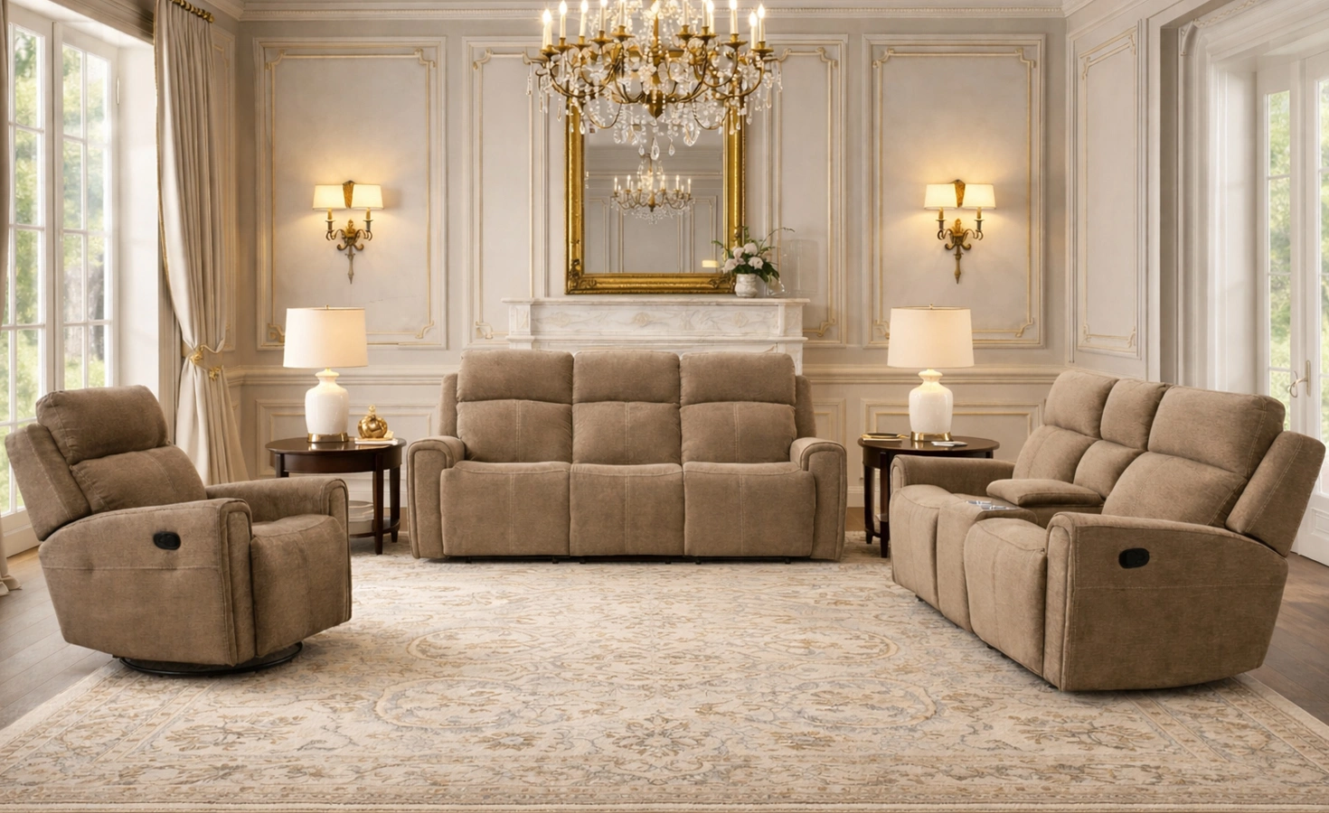 DETROIT 6 SEATER RECLINER SOFA SET-BROWN