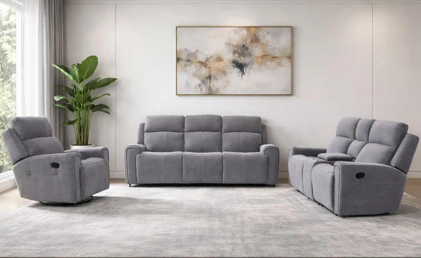 DETROIT 6 SEATER RECLINER SOFA SET-GREY