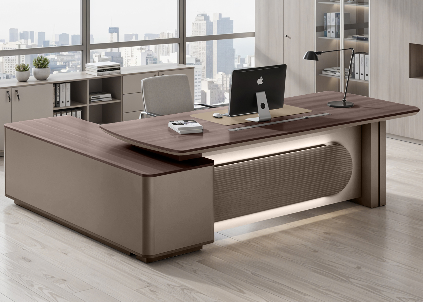 EXECUTIVE DESK- PARI WALNUT/ADVANCED GREY (51MHS037B 26-PRO)