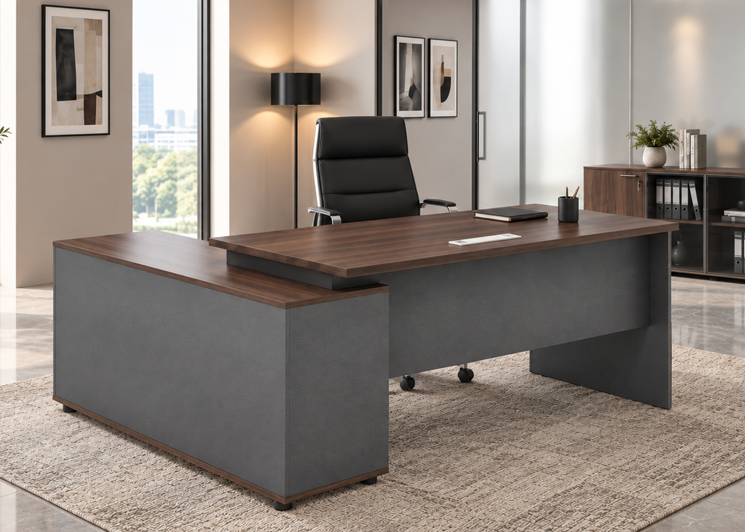 EXECUTIVE DESK- PARI WALNUT/ADVANCED GREY (55NHS009 16)