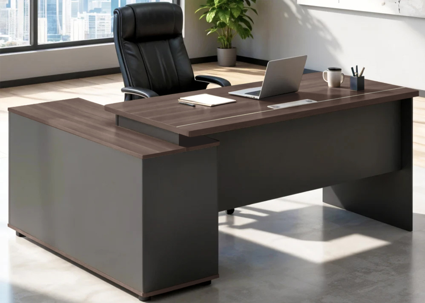 EXECUTIVE DESK- PARI WALNUT/ADVANCED GREY (55NHS009 16)