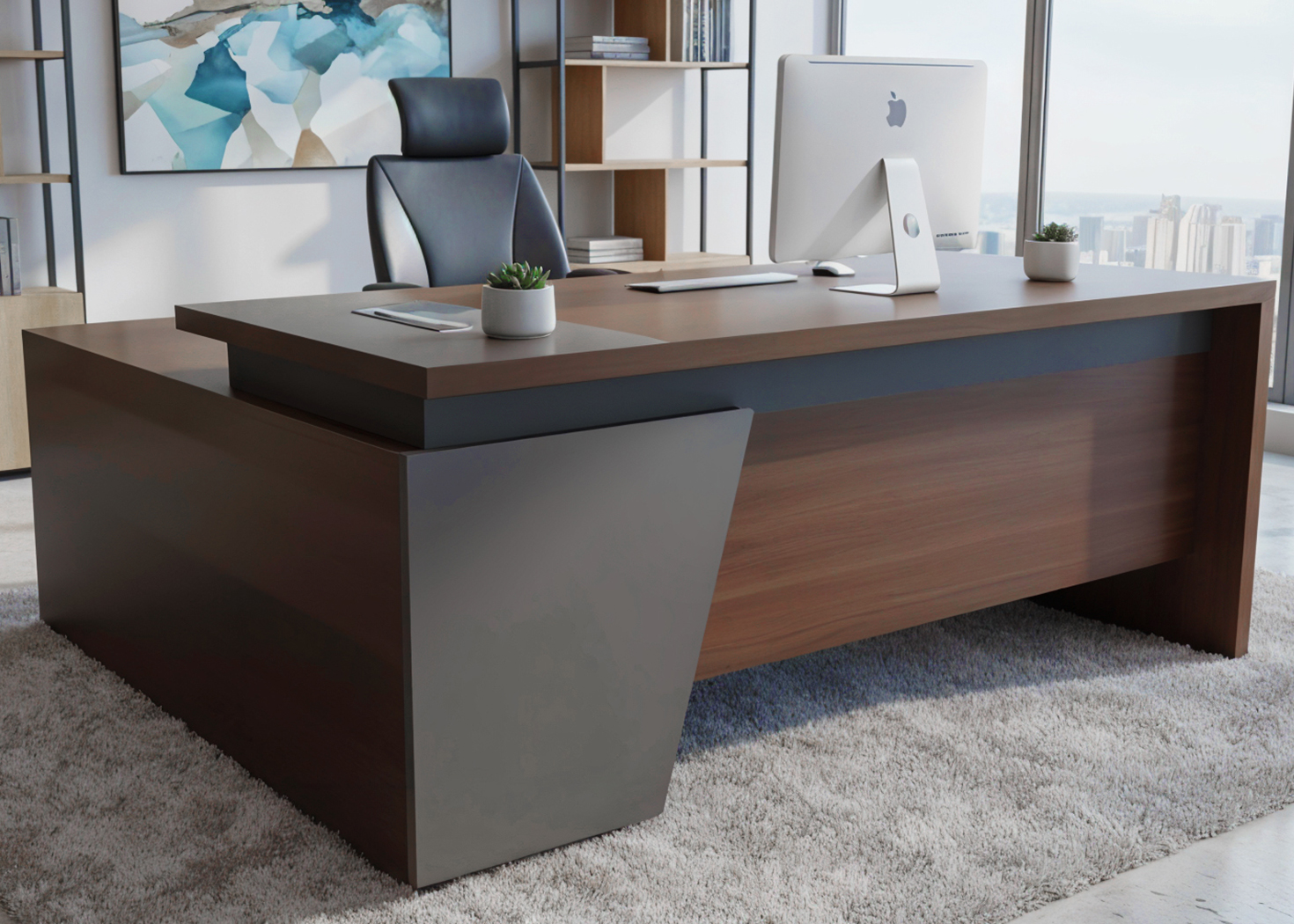 EXECUTIVE DESK -PARI WALNUT/ADVANCED GREY (98MDB005)