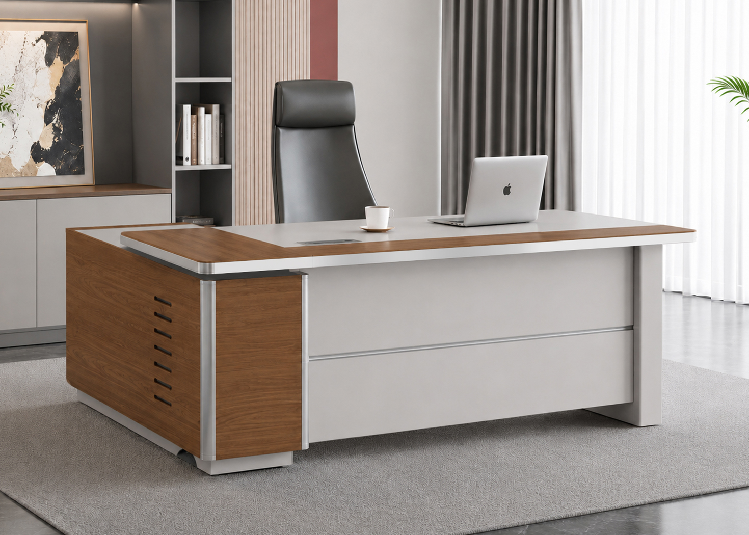 EXECUTIVE OFFICE DESK- GOLDEN SANDALWOOD/SEAGULL GREY (57NHS008 20)