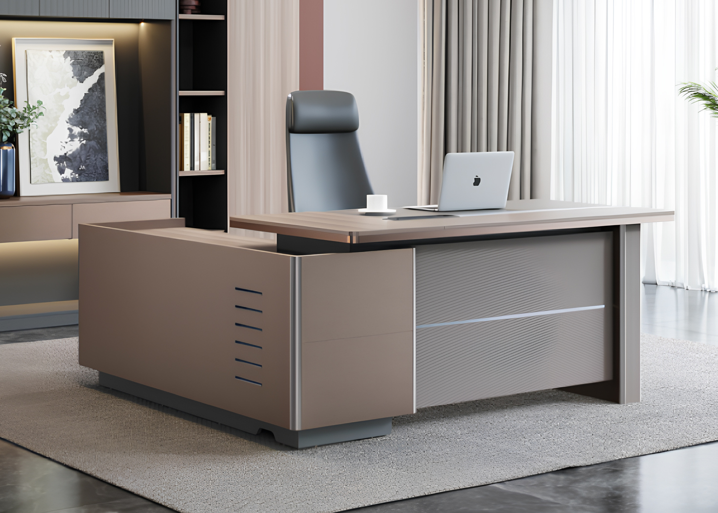EXECUTIVE OFFICE DESK- GOLDEN SANDALWOOD/SEAGULL GREY (57NHS008 20)