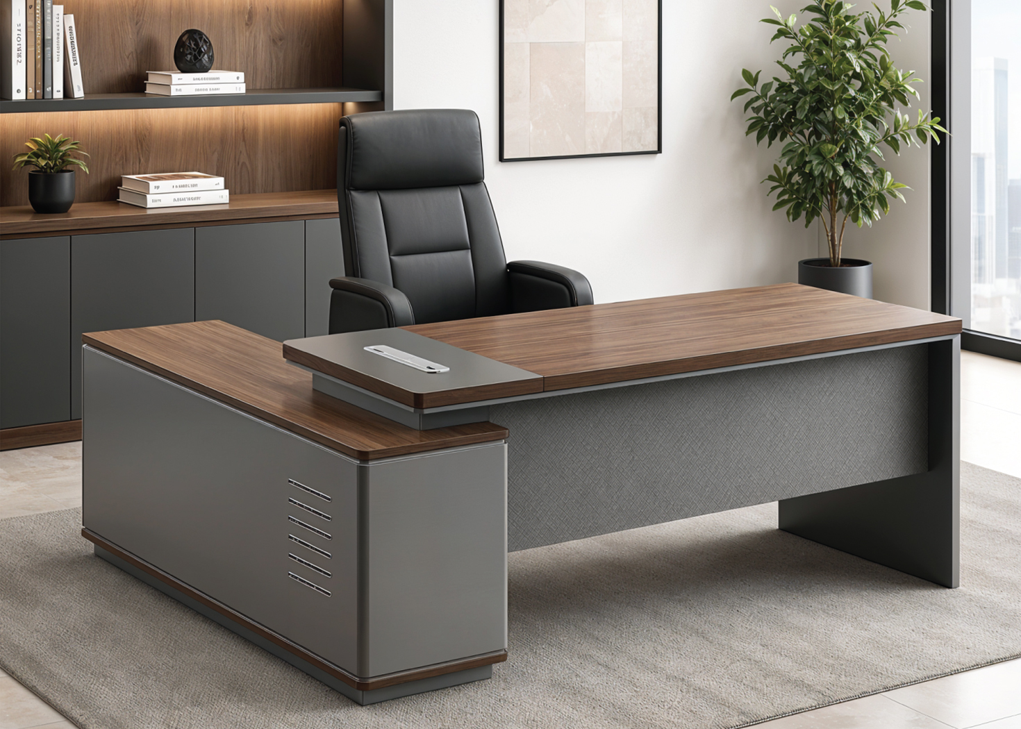 EXECUTIVE OFFICE DESK- PARI WALNUT/ADVANCED GREY (55NPL006 18)