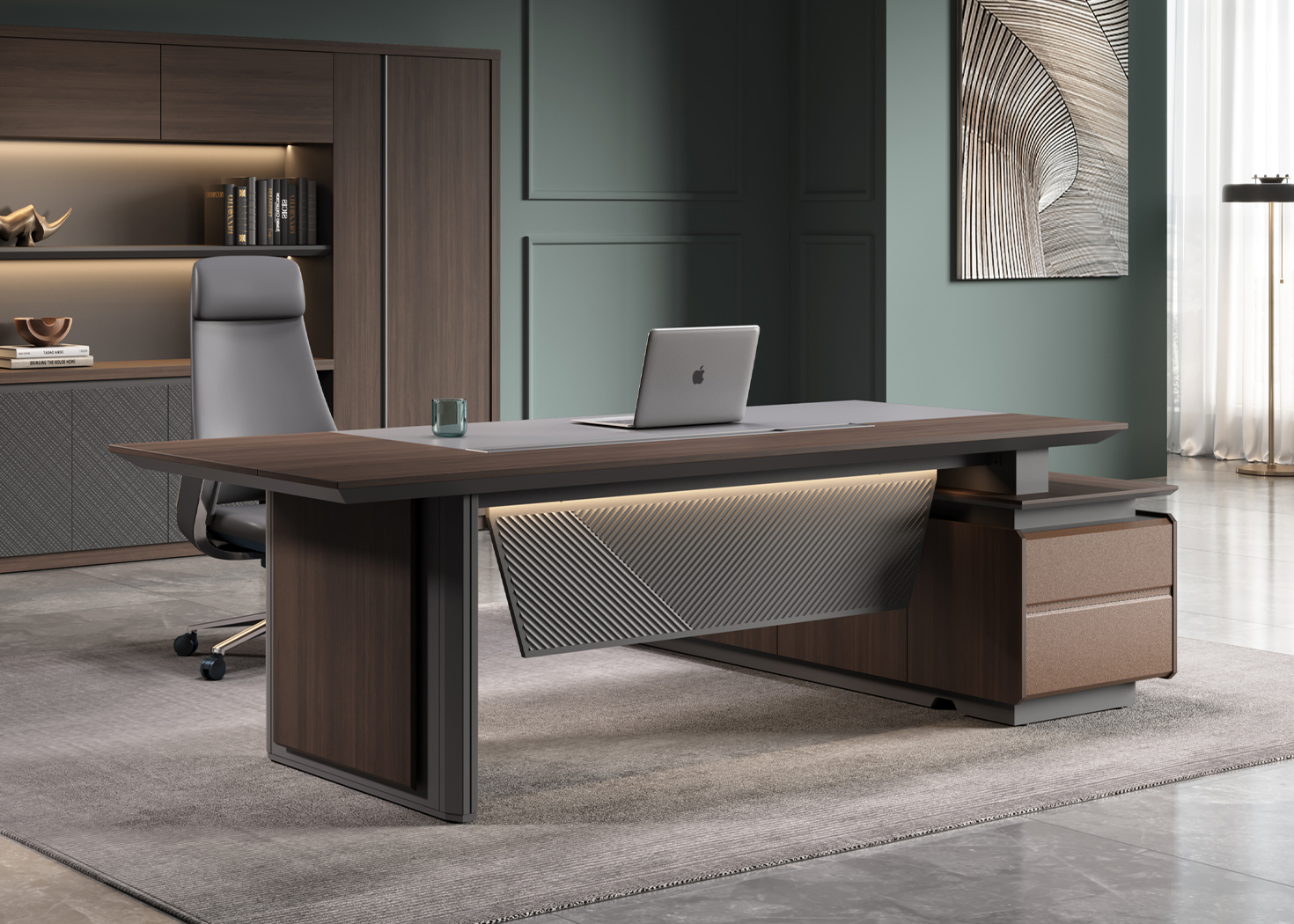 EXECUTIVE OFFICE DESK- PARI WALNUT/ADVANCED GREY (56MPL039 22)