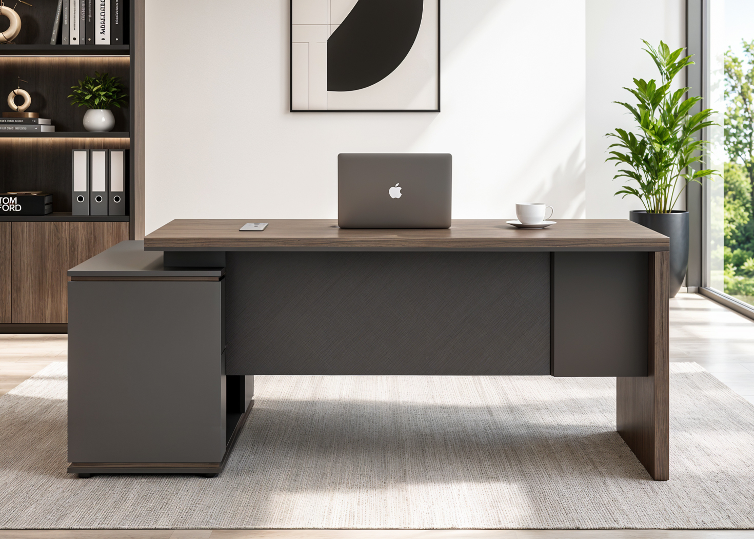 EXECUTIVE OFFICE DESK- PARI WALNUT/ADVANCED GREY (61NAD001 18)