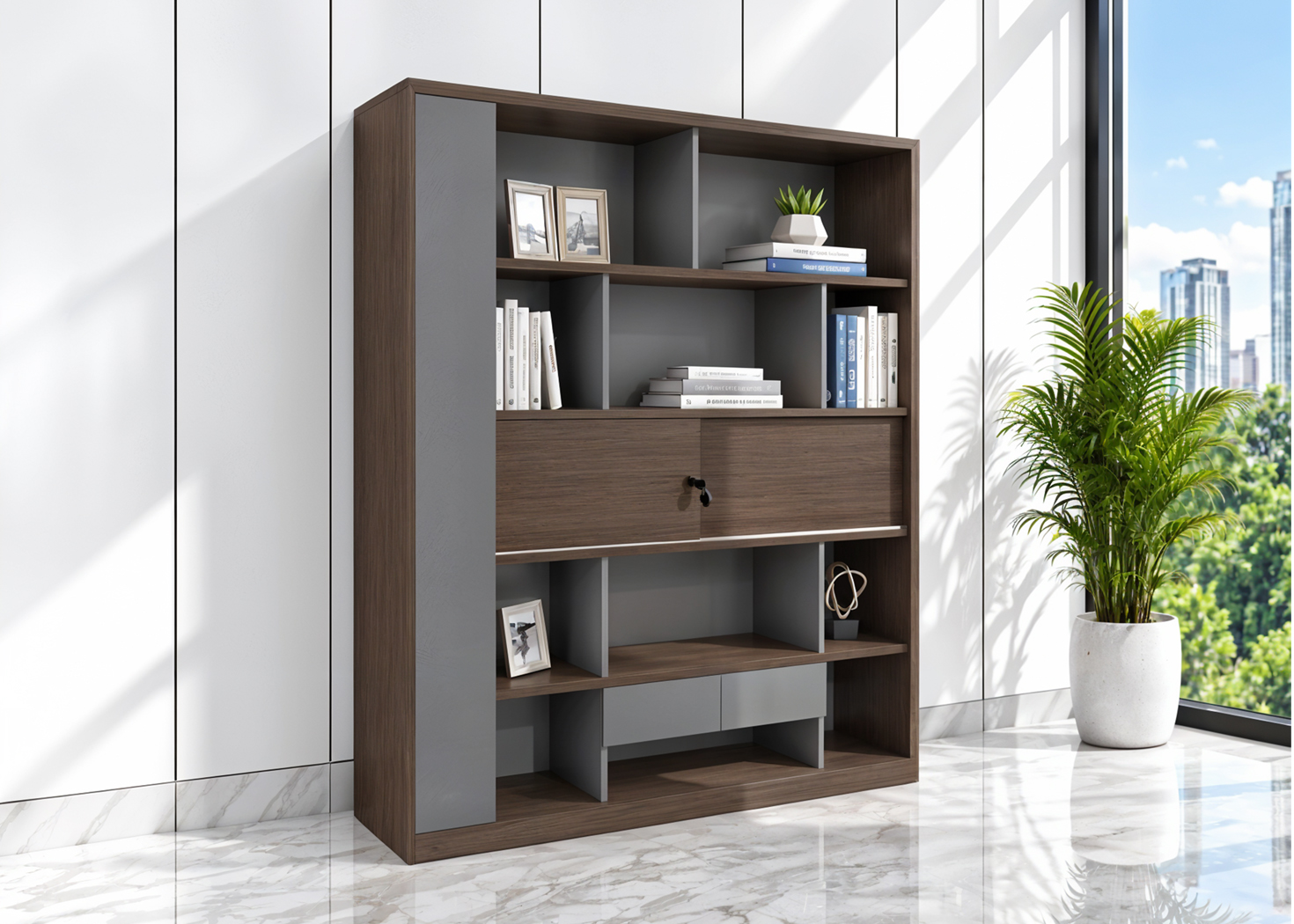 FILING CABINET - PARI WALNUT/ADVANCED GREY (56BPL007 16)