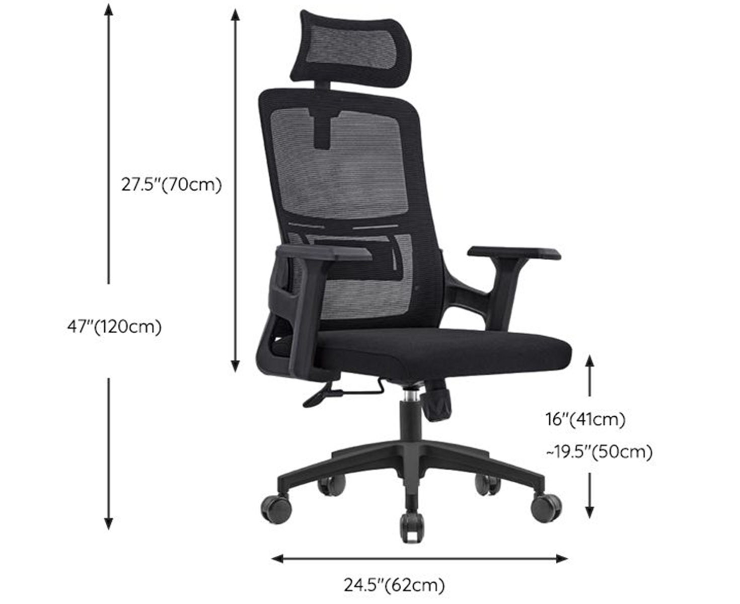 HIGH BACK ERGONOMIC CHAIR - BLACK (A038) - Image 8