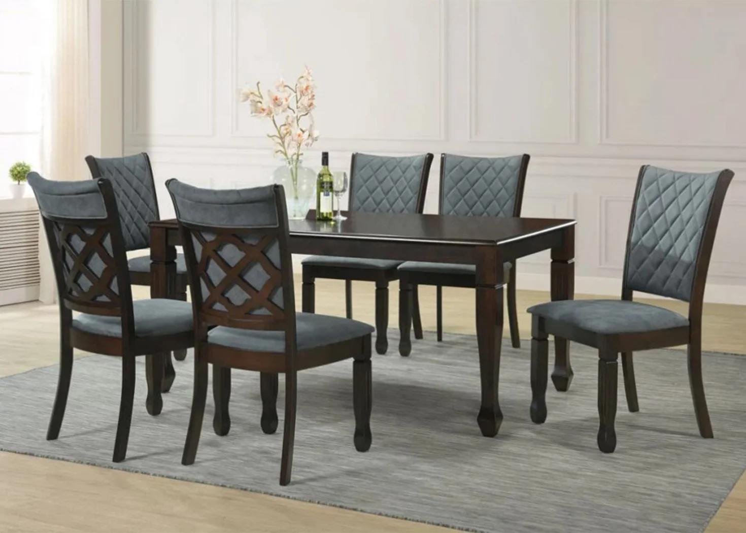 HARRIER 6 SEATER DINING TABLE SET- GREY