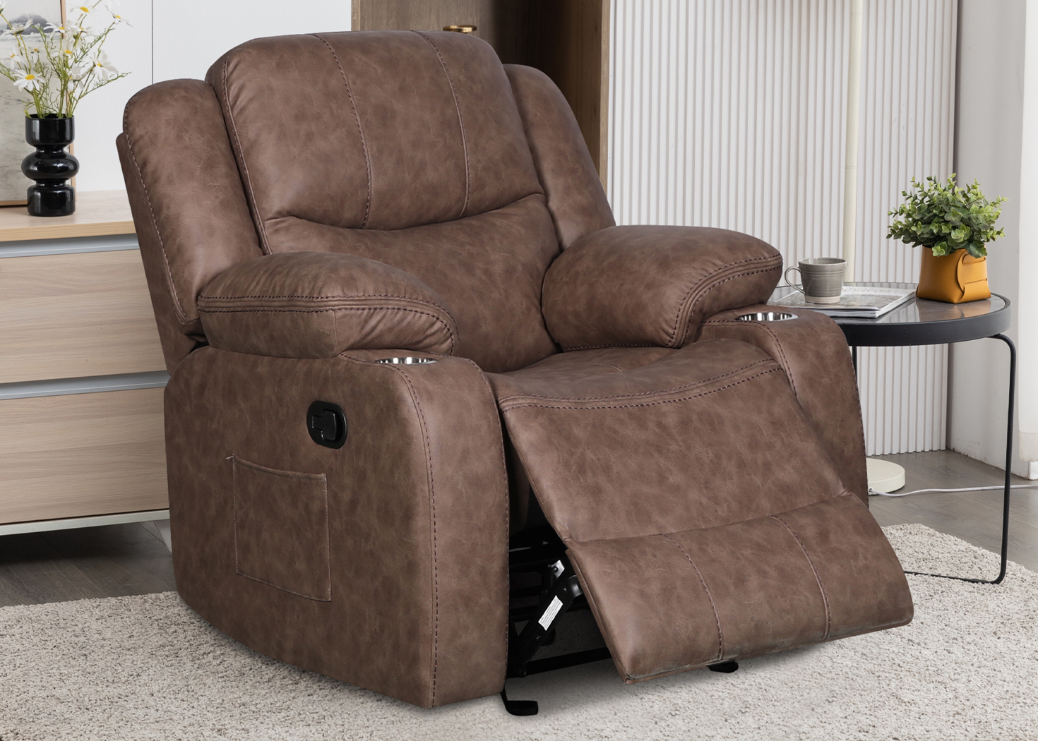 MALTA SINGLE RECLINER- BROWN (DT3125B-20)
