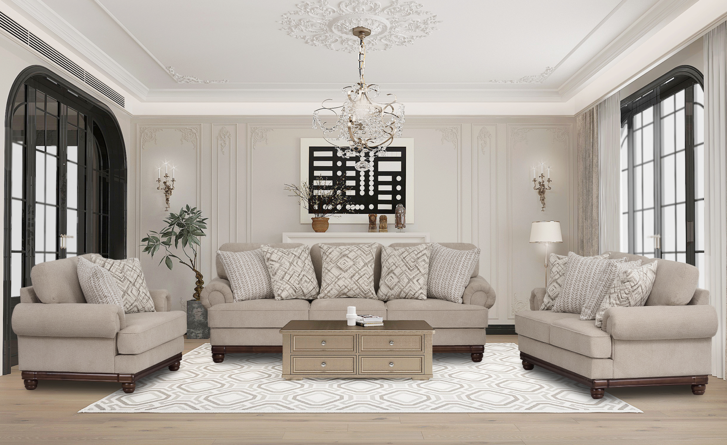 MARRAKESH 7 SEATER FABRIC SOFA- BROWN
