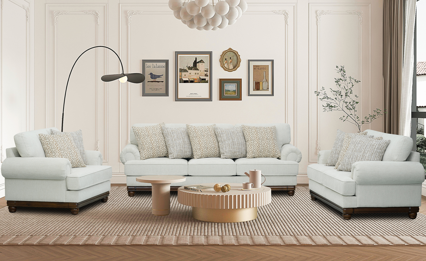 MARRAKESH 7 SEATER FABRIC SOFA- CREAM