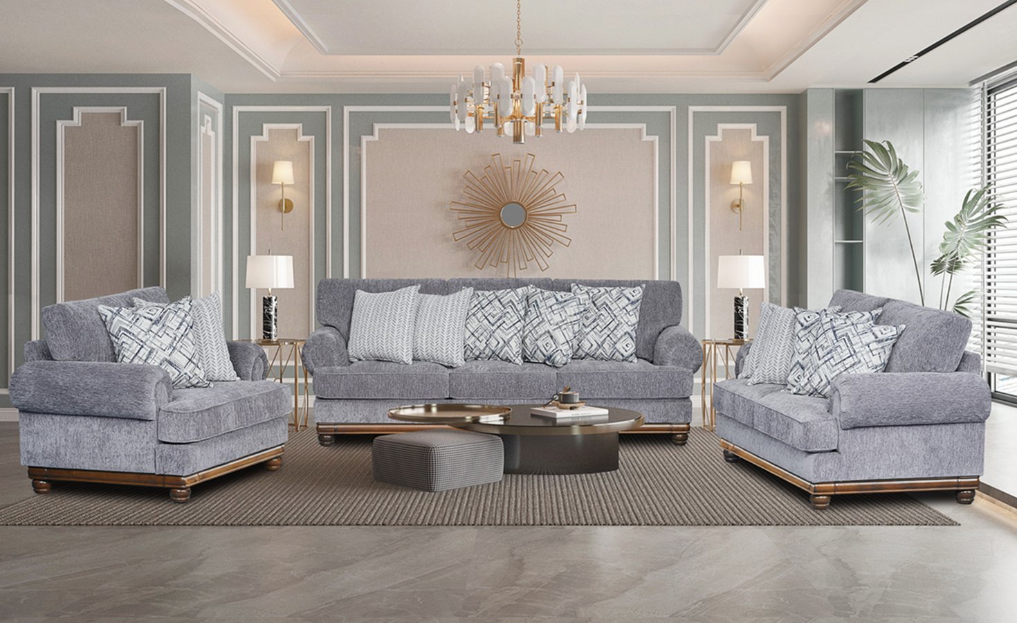 MARRAKESH FABRIC SOFA 7 SEATER- SILVER
