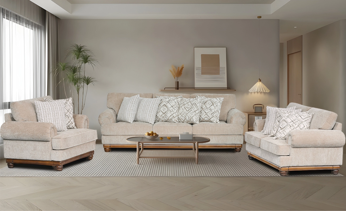 MARRAKESH 7 SEATER FABRIC SOFA- LATTE