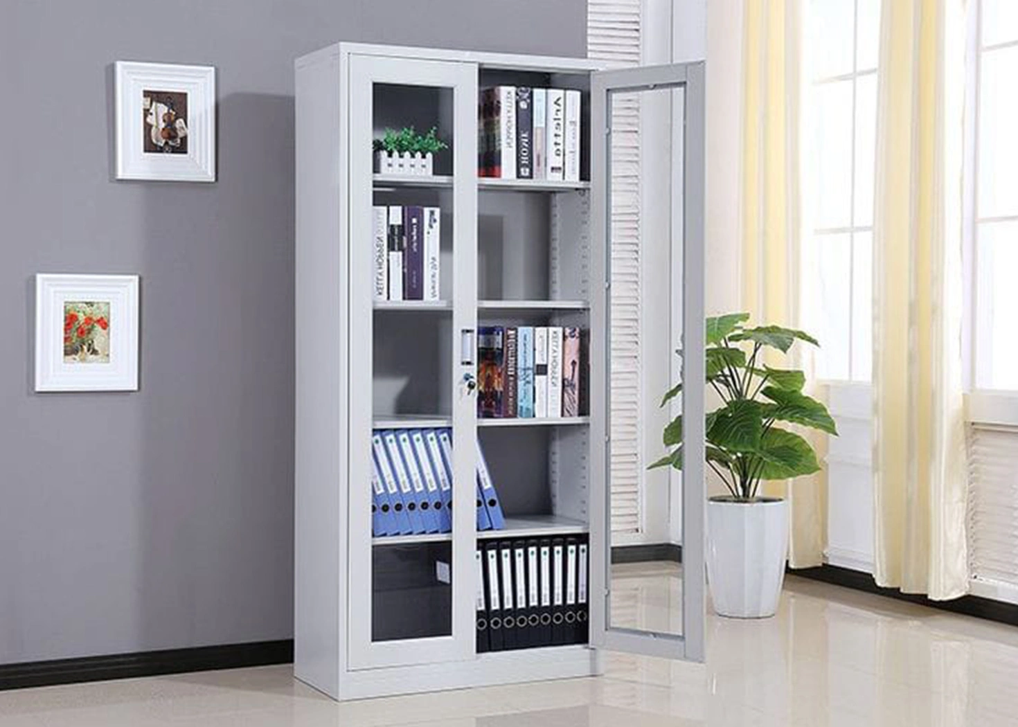 METAL FILING CABINET- FULL GLASS 2 DOOR (KL-02)