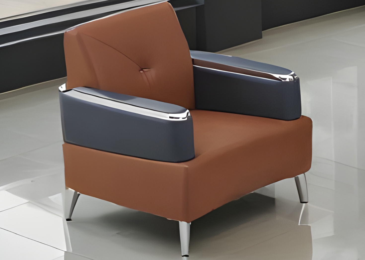 MICHIGAN OFFICE SOFA SEAT- BROWN & GREY