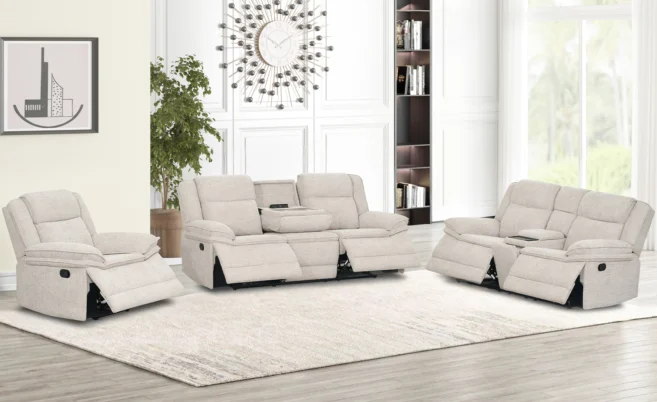 MIJO 6/7 SEATER RECLINER SOFA - STONE