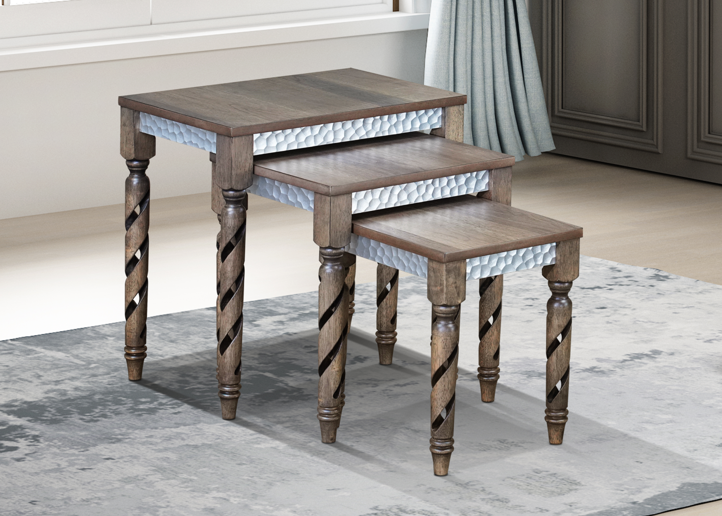 MORIBO 3PC NEST OF STOOLS
