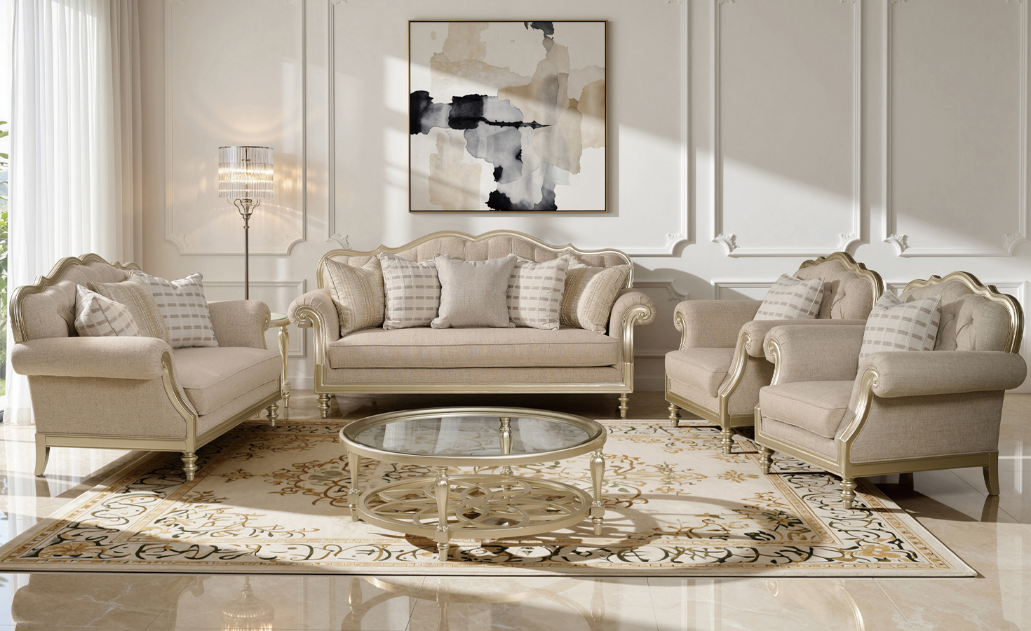 NAPLES 7 SEATER FABRIC SOFA (F364)