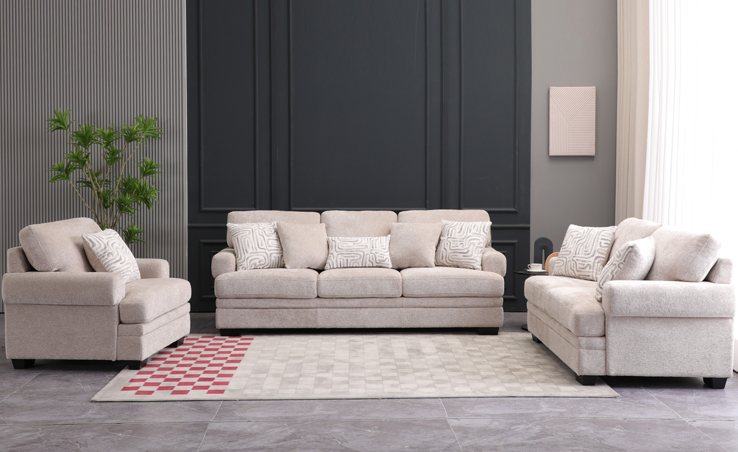 ORLEANS 6/7 SEATER FABRIC SOFA- BEIGE