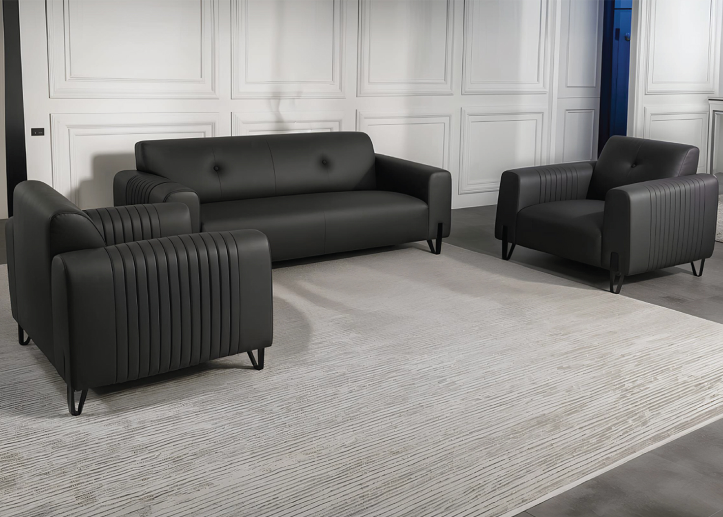 ROYAL EXECUTIVE OFFICE SOFA (3+1+1)- BLACK