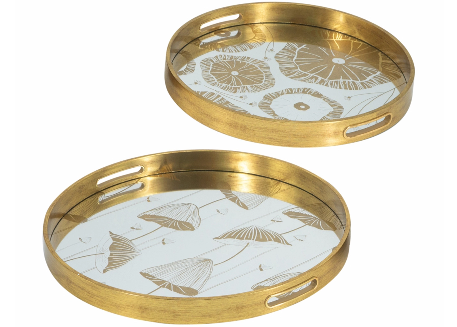 2 GOLD ROUND TRAYS (86740)
